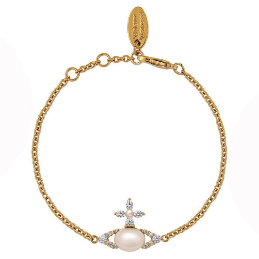 Vivienne Westwood Ada Pearl Chain Orb Bracelet With Gift Packaging - Gold