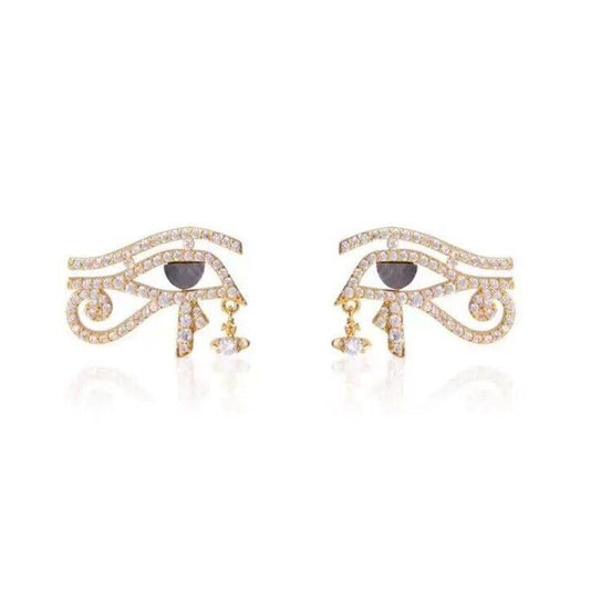 Vivienne Westwood Egyptian Eye Gold Stud Earrings With Gift Packaging