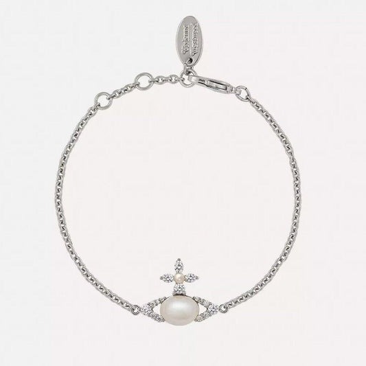 Vivienne Westwood Pearl Chain Orb Bracelet With Gift Packaging - Silver