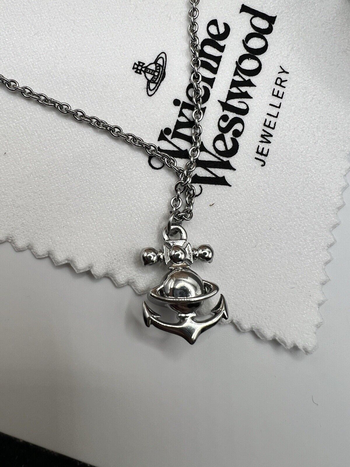 Vivienne Westwood Silver Anchor Necklace Pendant With Gift Box