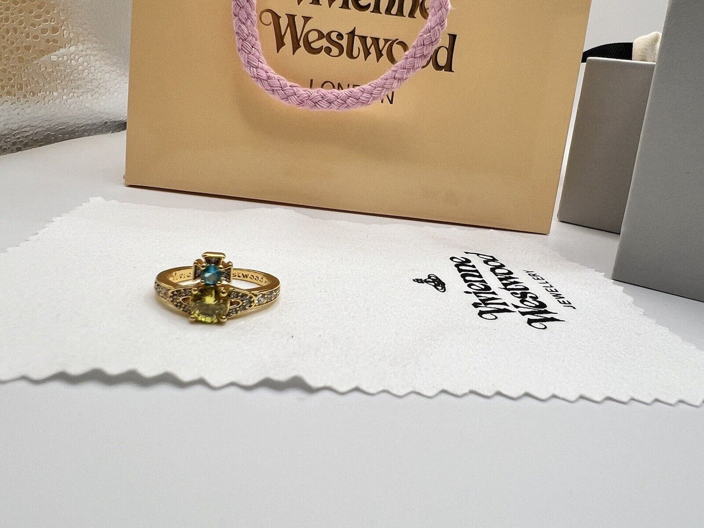 Vivienne Westwood Ismene Ring Colourful Gold W: Gift Packaging Authentic RRP£115