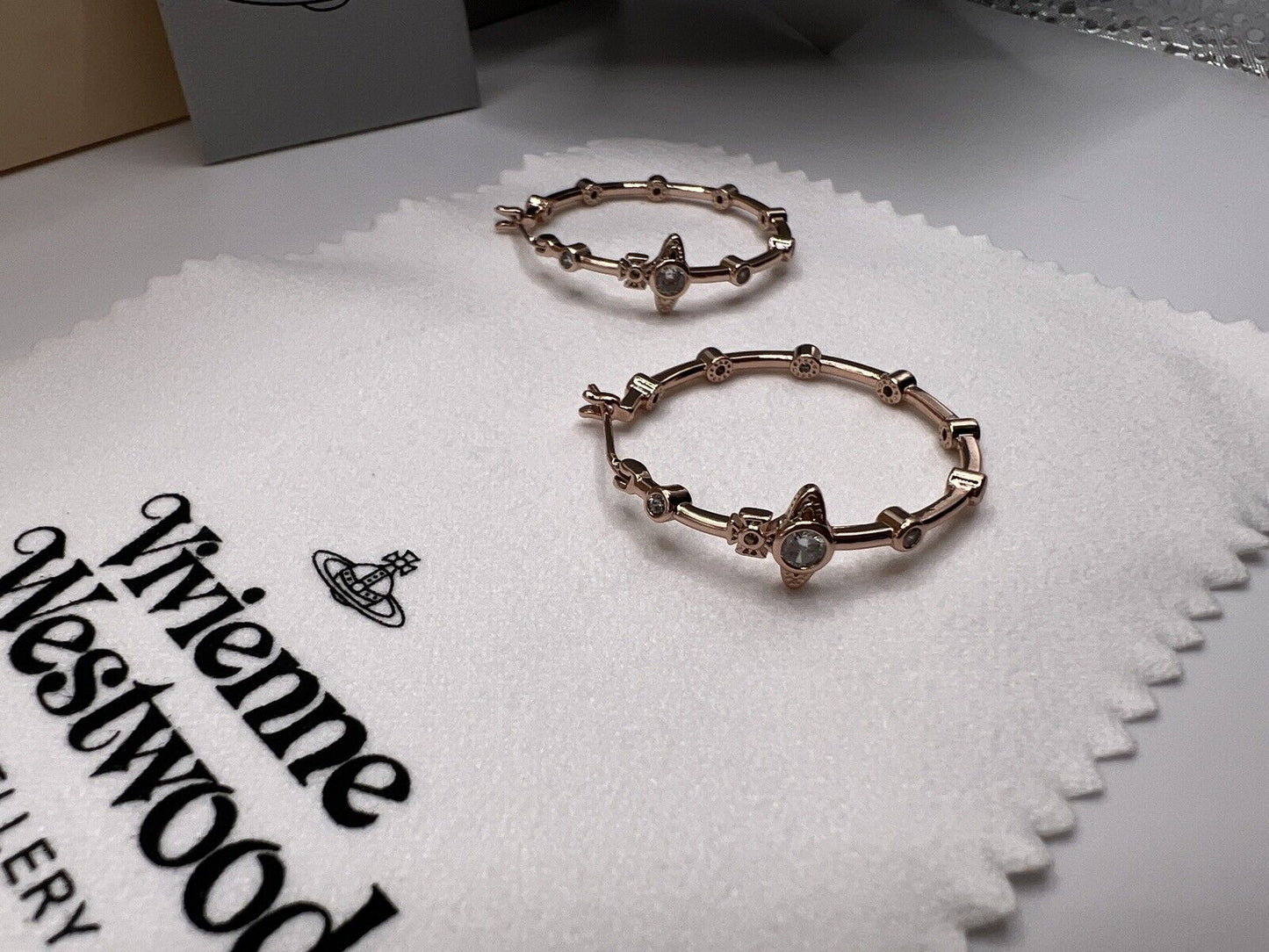 Vivienne Westwood FELICIA Hoop EARRINGS - Rose Gold  W/ Gift Packaging