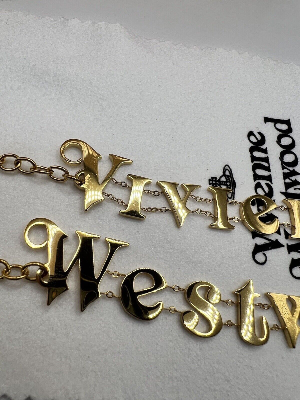 Vivienne Westwood Double Name Gold Bracelet Set With Gift Packaging 