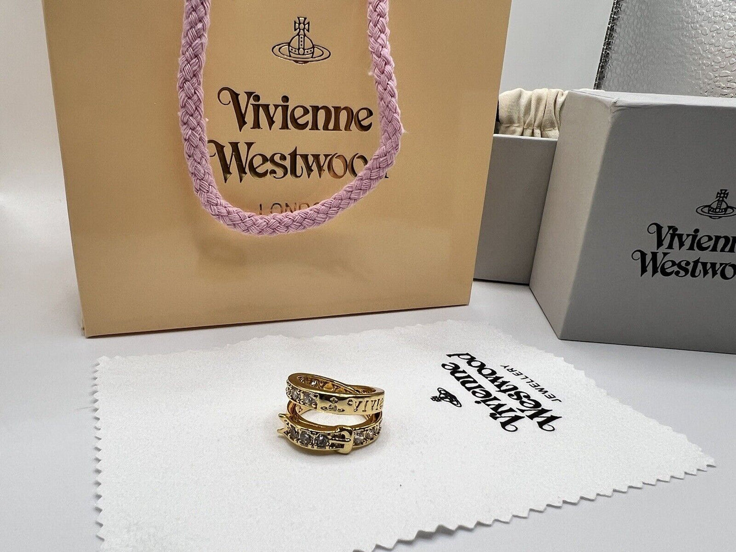 Vivienne Westwood Belt Ring In Gold With Gift Packaging 