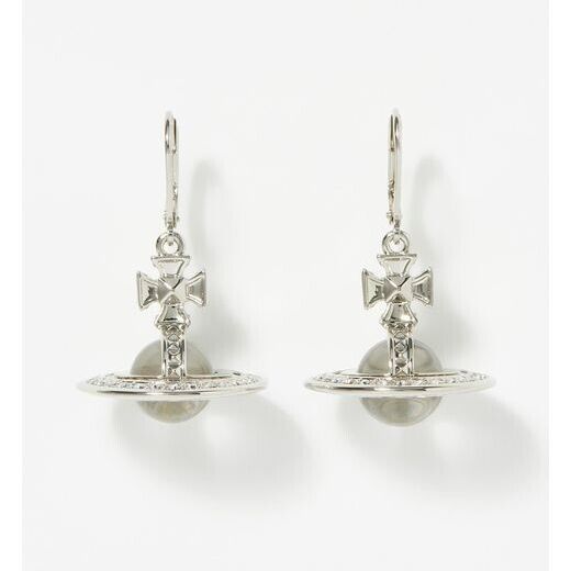 Vivienne Westwood Silver Pina Dangle Orb Earrings With Gift Packaging