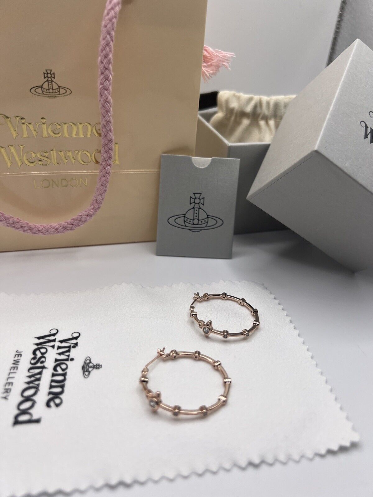 Vivienne Westwood FELICIA Hoop EARRINGS - Rose Gold  W/ Gift Packaging