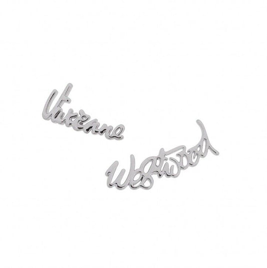 Vivienne Westwood silver signature stud earrings with gift packaging