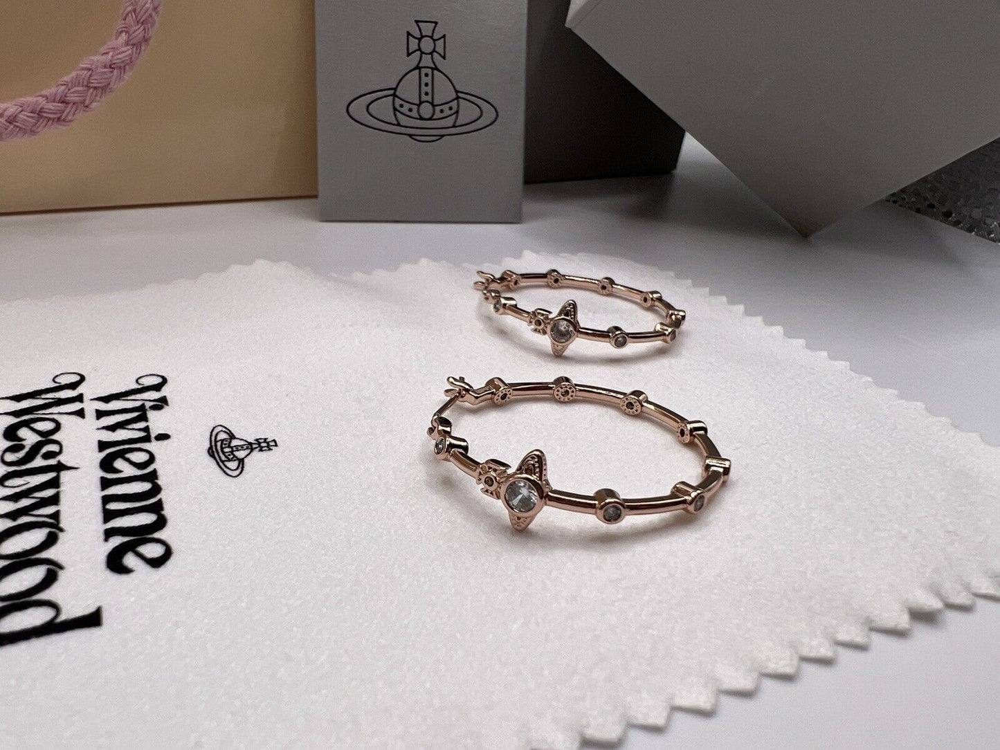 Vivienne Westwood FELICIA Hoop EARRINGS - Rose Gold  W/ Gift Packaging