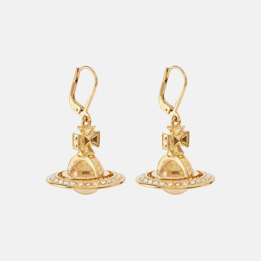 Vivienne Westwood Gold Pina Dangle Orb Earrings With Gift Packaging 