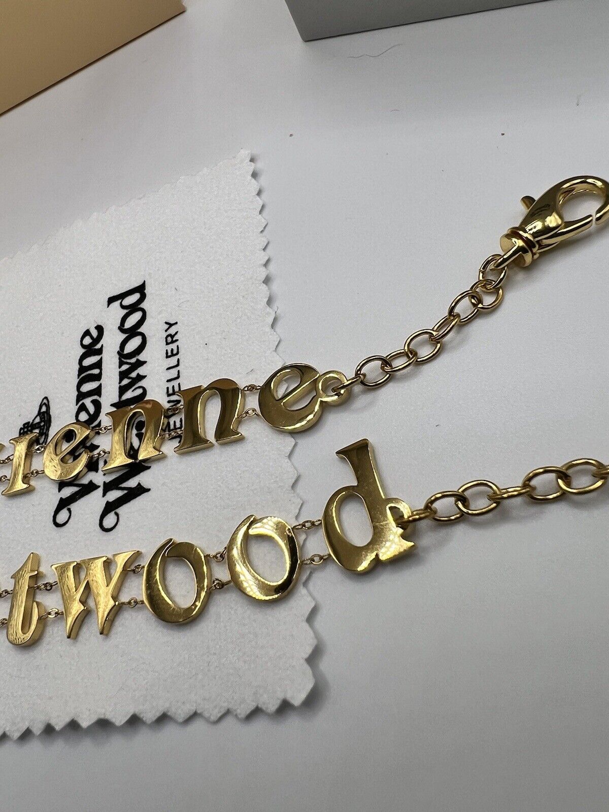 Vivienne Westwood Double Name Gold Bracelet Set With Gift Packaging 