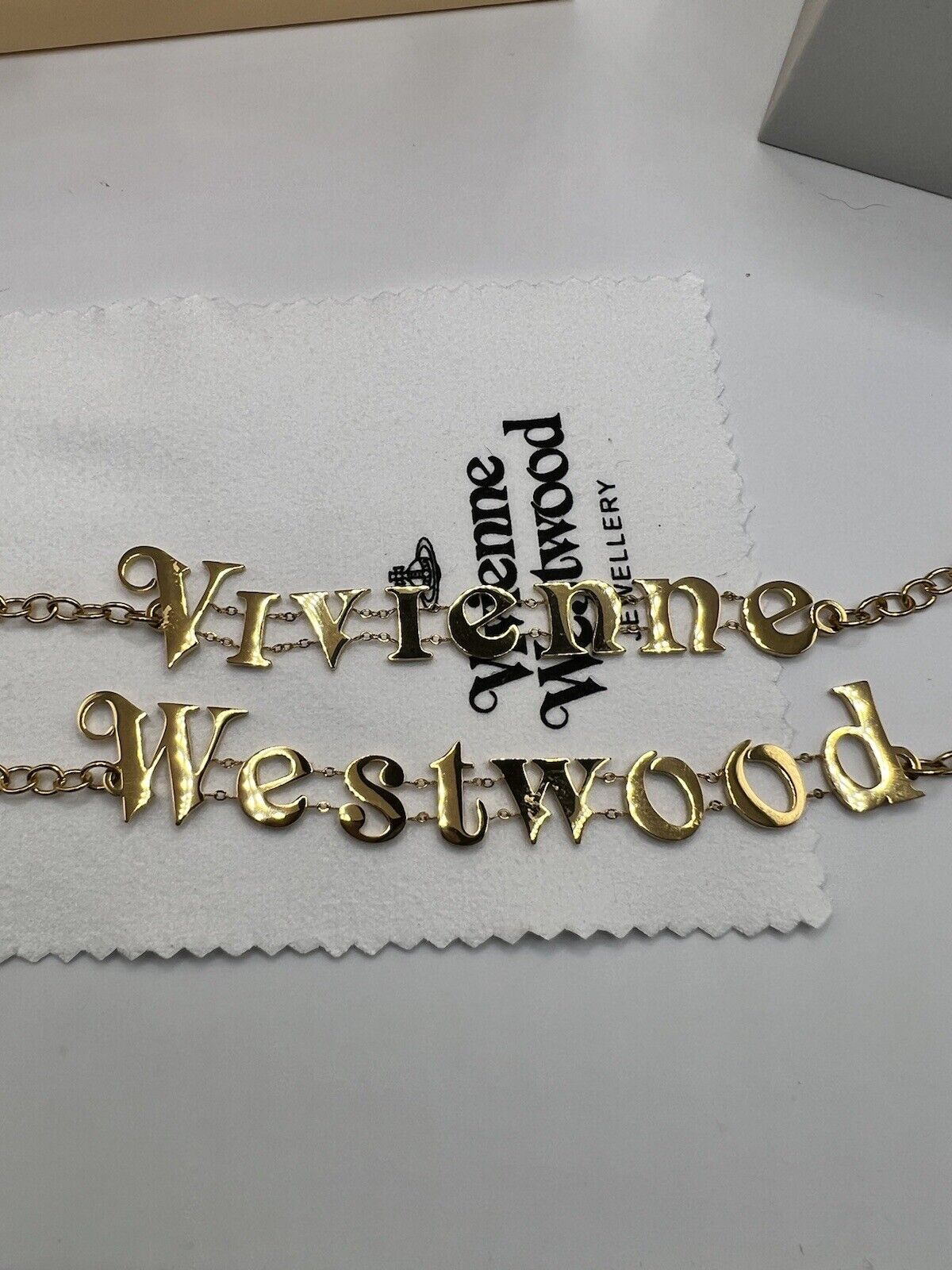 Vivienne Westwood Double Name Gold Bracelet Set With Gift Packaging 