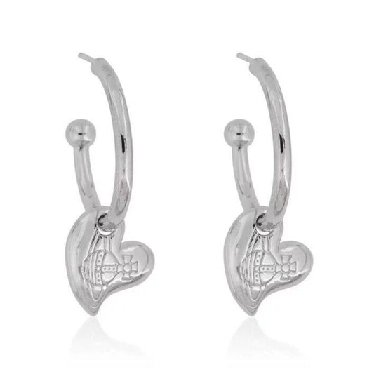 Vivienne Westwood Sally Drop Silver Hoop Earrings With Gift Packaging 