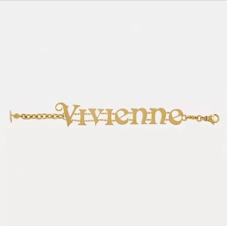 Vivienne Westwood Double Name Gold Bracelet Set With Gift Packaging 