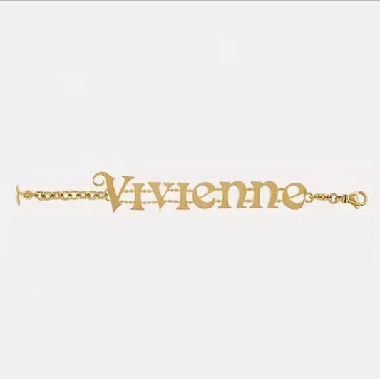 Vivienne Westwood Double Name Gold Bracelet Set With Gift Packaging 