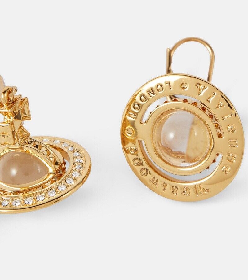 Vivienne Westwood Gold Pina Dangle Orb Earrings With Gift Packaging 