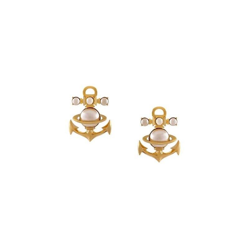 Vivienne Westwood Marialena Gold Anchor Earrings With Gift Packaging 