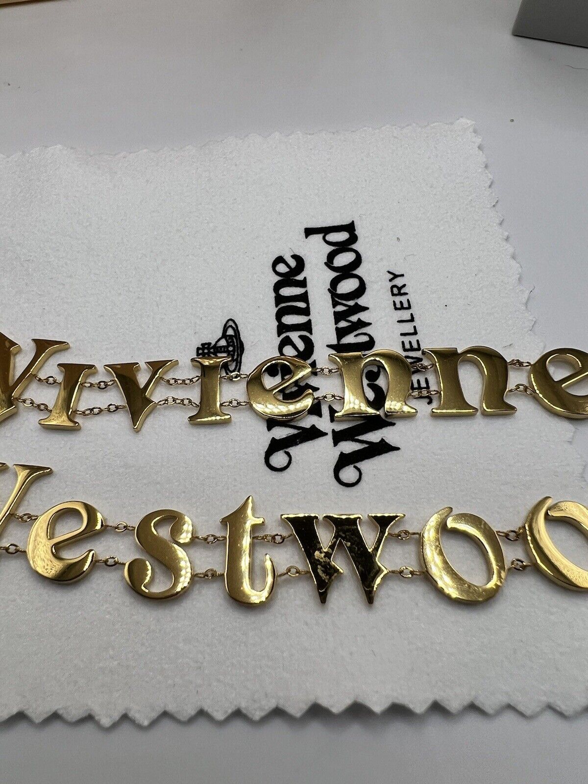 Vivienne Westwood Double Name Gold Bracelet Set With Gift Packaging 