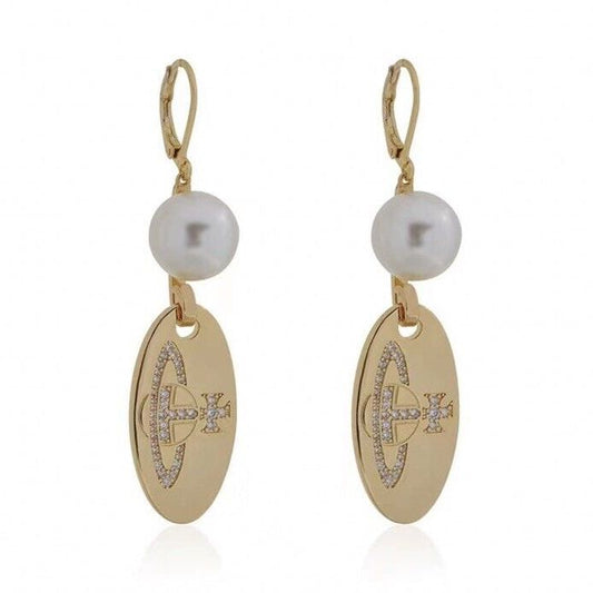 Vivienne Westwood Gold Pearl Drop Orb earrings With Gift Box 