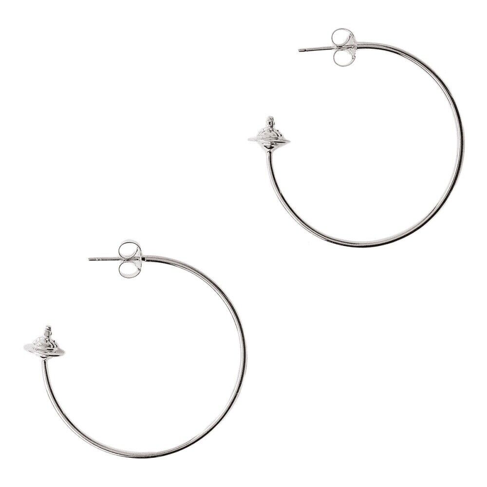 Authentic Vivienne Westwood Ladies Rosemary Hoop Earrings Silver With Gift Box