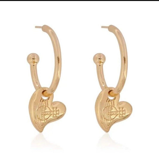 Vivienne Westwood Sally Drop Gold Hoop Earrings With Gift Packaging